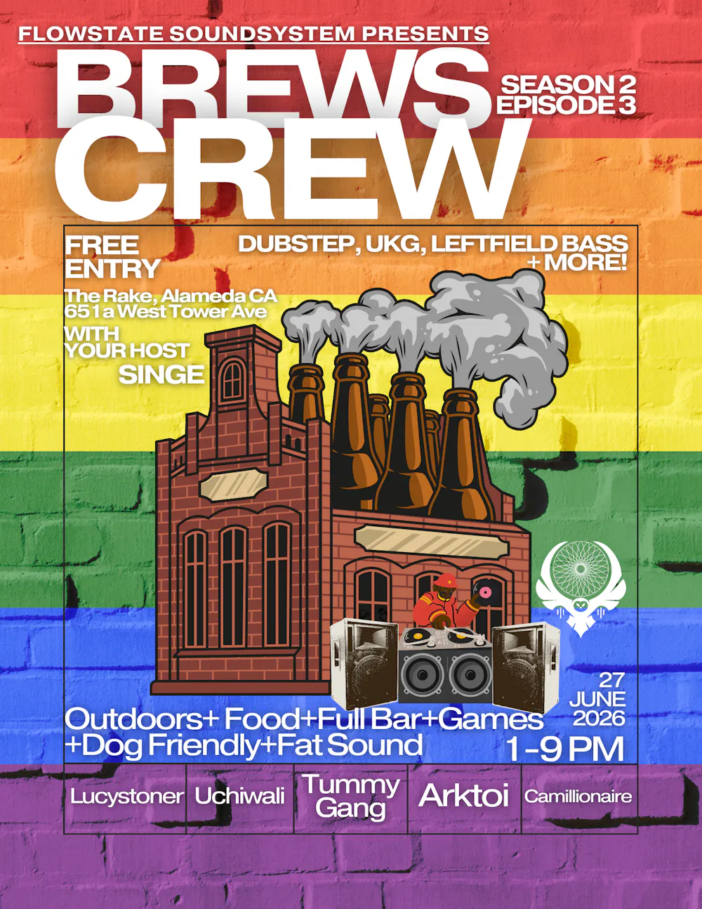 Brews Crew Free Bass Day Party flyer