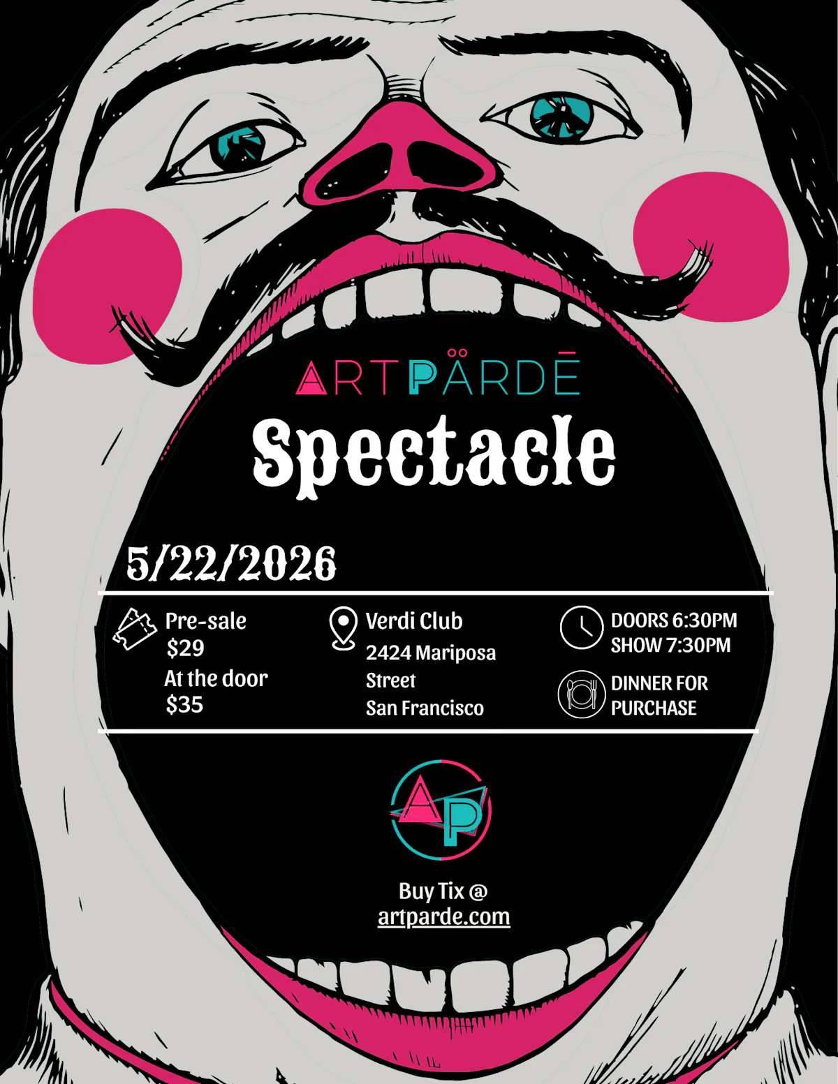 ArtPärdē flyer at Verdi Club