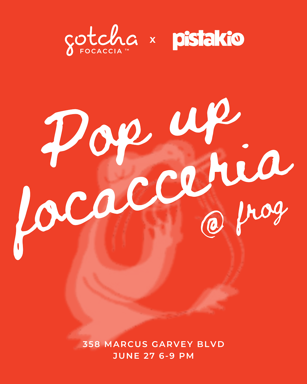 This Friday night, Gotcha Focaccia and Pistakio are linking up for a one-night pop-up at Frog Wine Bar in Bed Stuy 🐸🍷  We're talkin' freshly baked focaccia, pistachio butter magic, and a collab menu fresh out of the test kitchen — all going down in the backyard of one of NYC’s hottest natural wine bars.

On the menu:
✦ Mortadella, Pesto, Burrata Sandwich on Pistachio e Pepe Focaccia
✦ Dubai Chocolate Focaccia with Mascarpone Whipped Cream

Whether you’re shakin' off the week or warming up for the weekend, come through for snacks, sips, and a little nutty fun ✨

https://partiful.com/e/gJqt1yaM05rrkqmLIZCx?