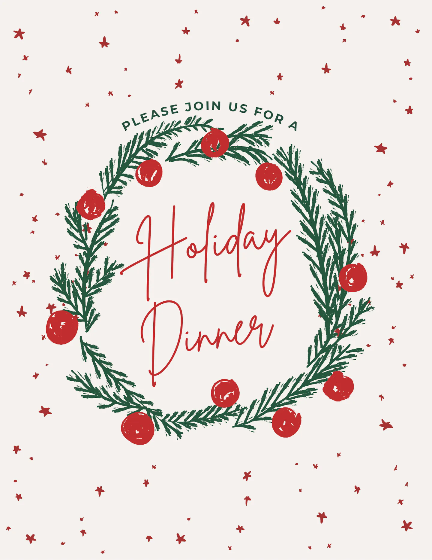 Red And Green Illustrative Christmas Dinner Invitation Flyer.png